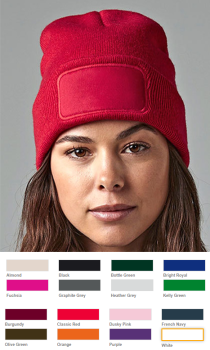 Patch-Beanie mit viereckigem Patch - verschiedene Farben - Gr. Onesize